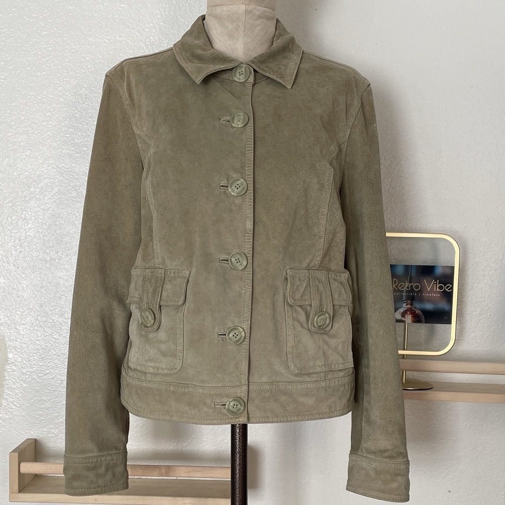 Y2K Vintage Cherokee Suede Jacket | Women's‎ XL Olive Taupe Minimalist Utility